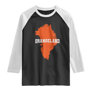Orangeland Orange Greenland Map Silhouette Graphic Raglan Shirt Funny Geographic Parody
