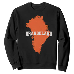 Orangeland Orange Greenland Map Silhouette Graphic Sweatshirt Funny Geographic Parody