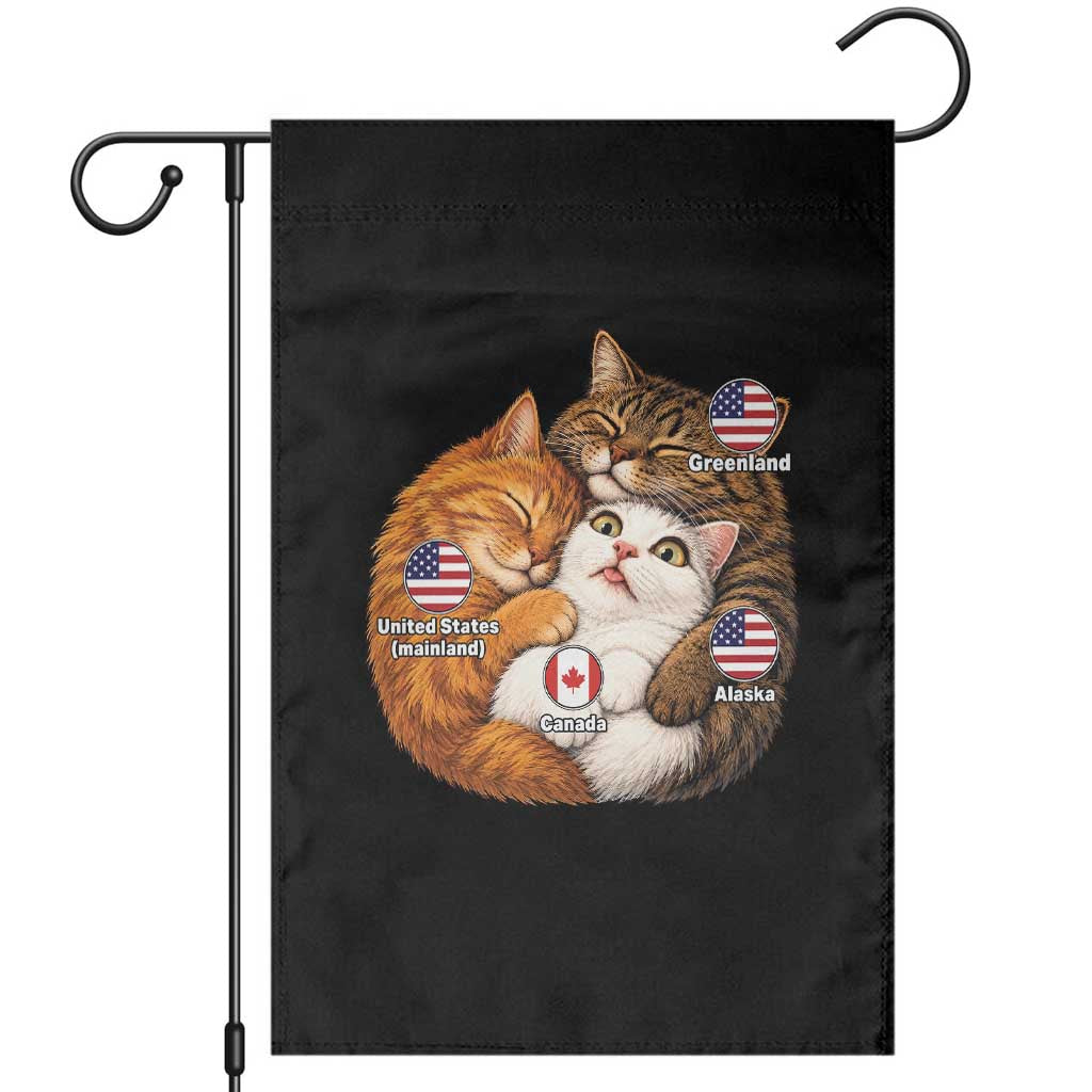 Canada Surrounded Country Alaska Greenland Funny Cats Hugging Parody Garden Flag Geographic Satire Cute Cats Map Graphic