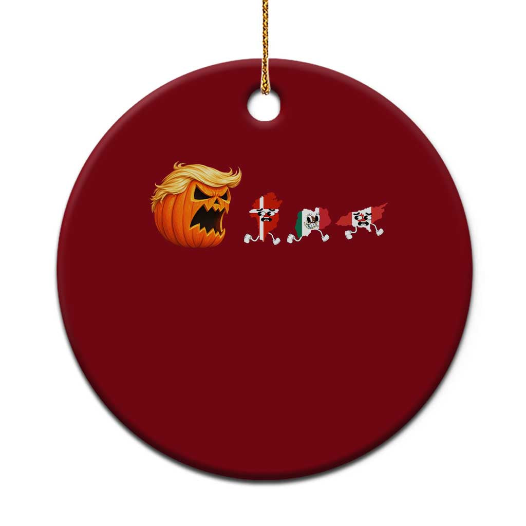 Sarcastic Orange Blonde Pumpkin Chasing Greenland Mexico Canada Graphic Ceramic Ornament Funny Running Country Map Flags Halloween