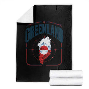 Greenland Flag Map Vintage Compass Graphic Throw Blanket Retro Geographic Country Pride