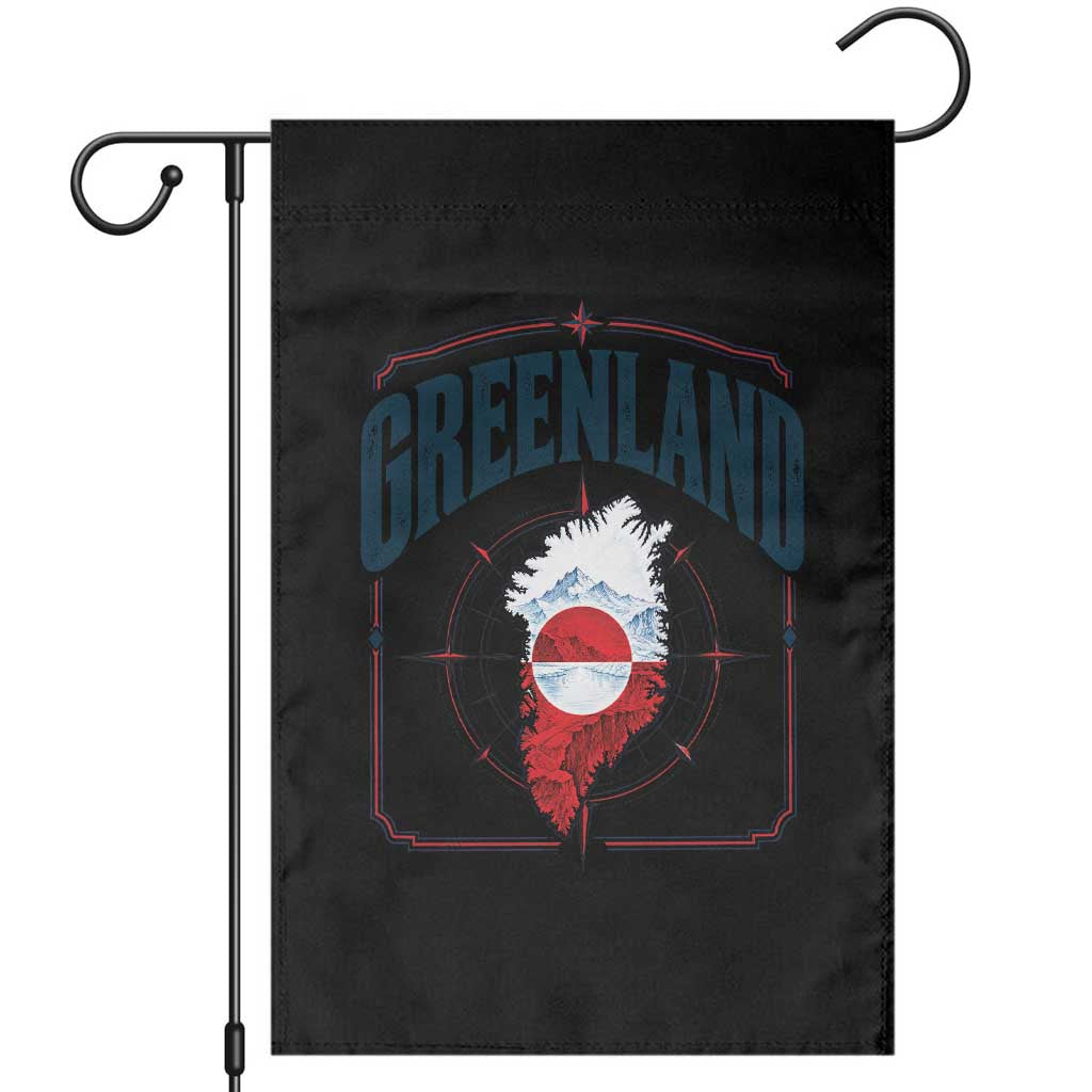 Greenland Flag Map Vintage Compass Graphic Garden Flag Retro Geographic Country Pride