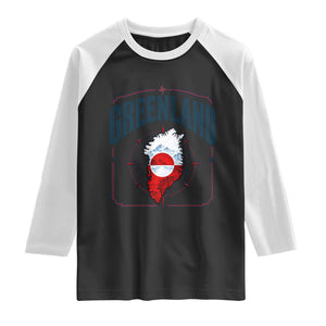 Greenland Flag Map Vintage Compass Graphic Raglan Shirt Retro Geographic Country Pride