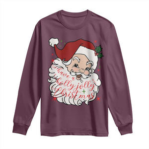 Vintage Christmas Santa Claus Face Xmas Funny Old Fashioned Long Sleeve Shirt TS02 Maroon Print Your Wear