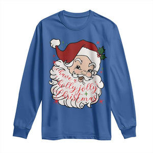 Vintage Christmas Santa Claus Face Xmas Funny Old Fashioned Long Sleeve Shirt TS02 Royal Blue Print Your Wear