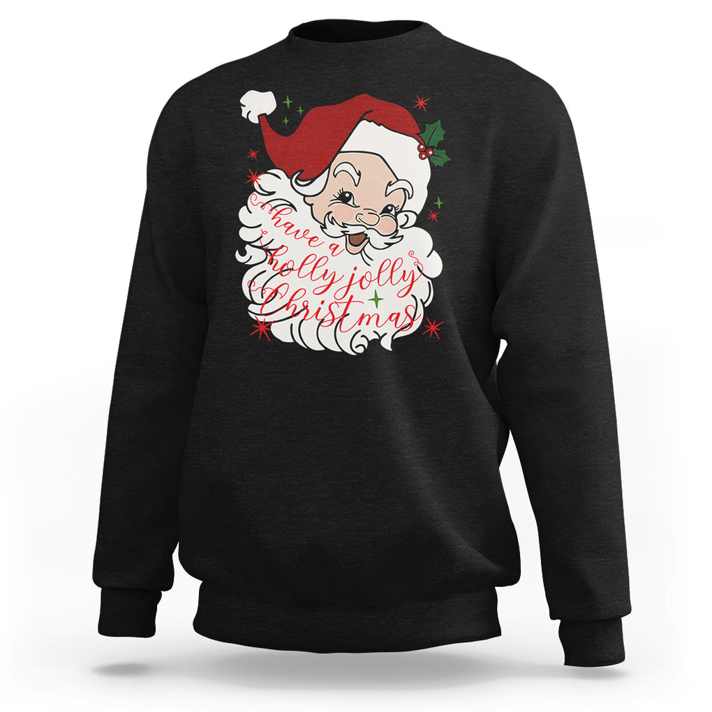 Vintage Christmas Santa Claus Face Xmas Funny Old Fashioned Sweatshirt TS02 Black Printyourwear