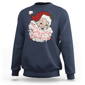 Vintage Christmas Santa Claus Face Xmas Funny Old Fashioned Sweatshirt TS02 Navy Printyourwear