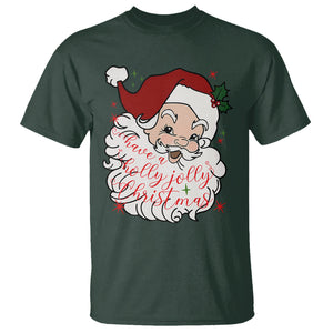 Vintage Christmas Santa Claus Face Xmas Funny Old Fashioned T Shirt TS02 Dark Forest Green Printyourwear