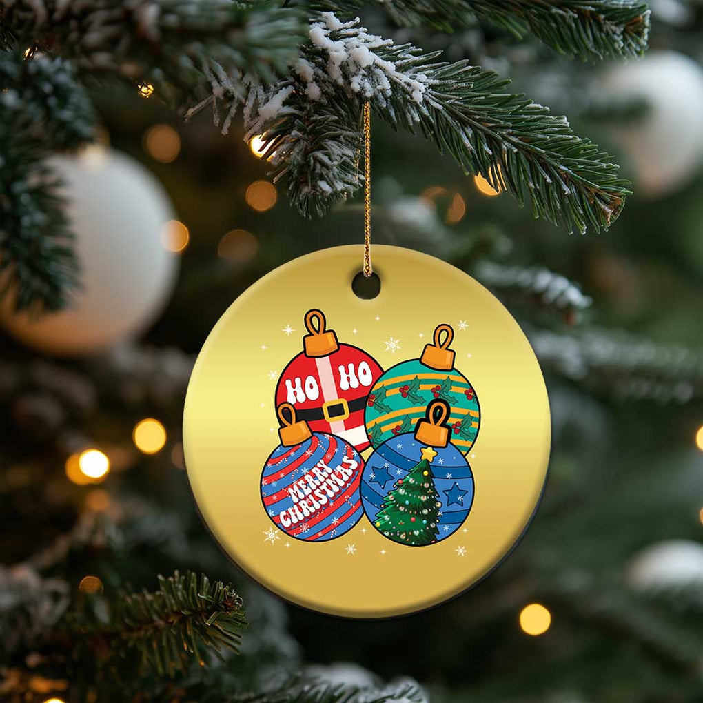 Retro Groovy Merry Christmas Ornament Ho Ho Ho Christmas Ornament TS02 Print Your Wear