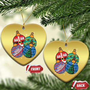 Retro Groovy Merry Christmas Ornament Ho Ho Ho Christmas Ornament TS02 Heart Gold Print Your Wear