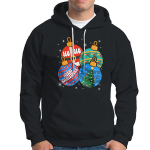 Retro Groovy Merry Christmas Ornament Ho Ho Ho Hoodie TS02 Black Printyourwear