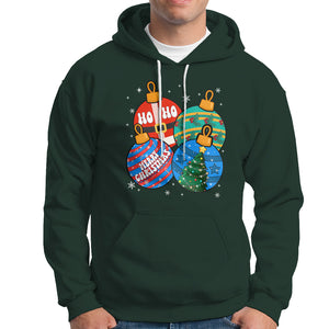 Retro Groovy Merry Christmas Ornament Ho Ho Ho Hoodie TS02 Dark Forest Green Printyourwear