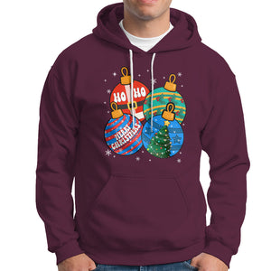 Retro Groovy Merry Christmas Ornament Ho Ho Ho Hoodie TS02 Maroon Printyourwear