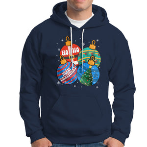 Retro Groovy Merry Christmas Ornament Ho Ho Ho Hoodie TS02 Navy Printyourwear