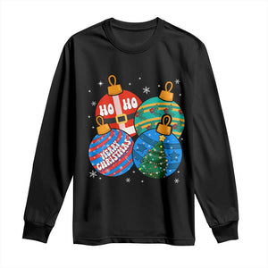 Retro Groovy Merry Christmas Ornament Ho Ho Ho Long Sleeve Shirt TS02 Black Print Your Wear