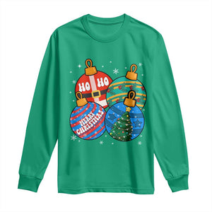 Retro Groovy Merry Christmas Ornament Ho Ho Ho Long Sleeve Shirt TS02 Irish Green Print Your Wear