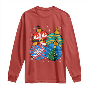 Retro Groovy Merry Christmas Ornament Ho Ho Ho Long Sleeve Shirt TS02 Red Print Your Wear