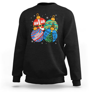 Retro Groovy Merry Christmas Ornament Ho Ho Ho Sweatshirt TS02 Black Printyourwear