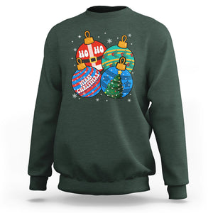 Retro Groovy Merry Christmas Ornament Ho Ho Ho Sweatshirt TS02 Dark Forest Green Printyourwear