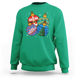 Retro Groovy Merry Christmas Ornament Ho Ho Ho Sweatshirt TS02 Irish Green Printyourwear