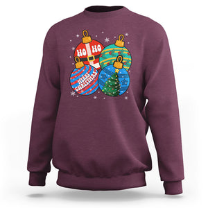 Retro Groovy Merry Christmas Ornament Ho Ho Ho Sweatshirt TS02 Maroon Printyourwear