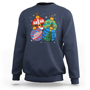 Retro Groovy Merry Christmas Ornament Ho Ho Ho Sweatshirt TS02 Navy Printyourwear