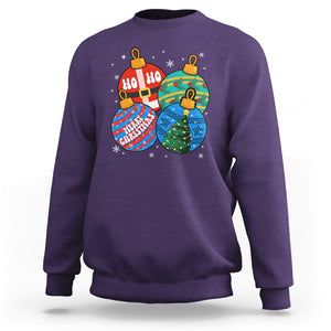 Retro Groovy Merry Christmas Ornament Ho Ho Ho Sweatshirt TS02 Purple Printyourwear