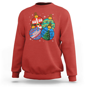 Retro Groovy Merry Christmas Ornament Ho Ho Ho Sweatshirt TS02 Red Printyourwear