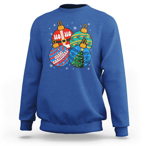 Retro Groovy Merry Christmas Ornament Ho Ho Ho Sweatshirt TS02 Royal Blue Printyourwear