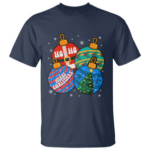 Retro Groovy Merry Christmas Ornament Ho Ho Ho T Shirt TS02 Navy Printyourwear