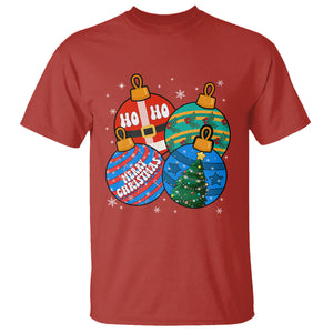 Retro Groovy Merry Christmas Ornament Ho Ho Ho T Shirt TS02 Red Printyourwear