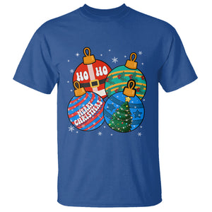 Retro Groovy Merry Christmas Ornament Ho Ho Ho T Shirt TS02 Royal Blue Printyourwear