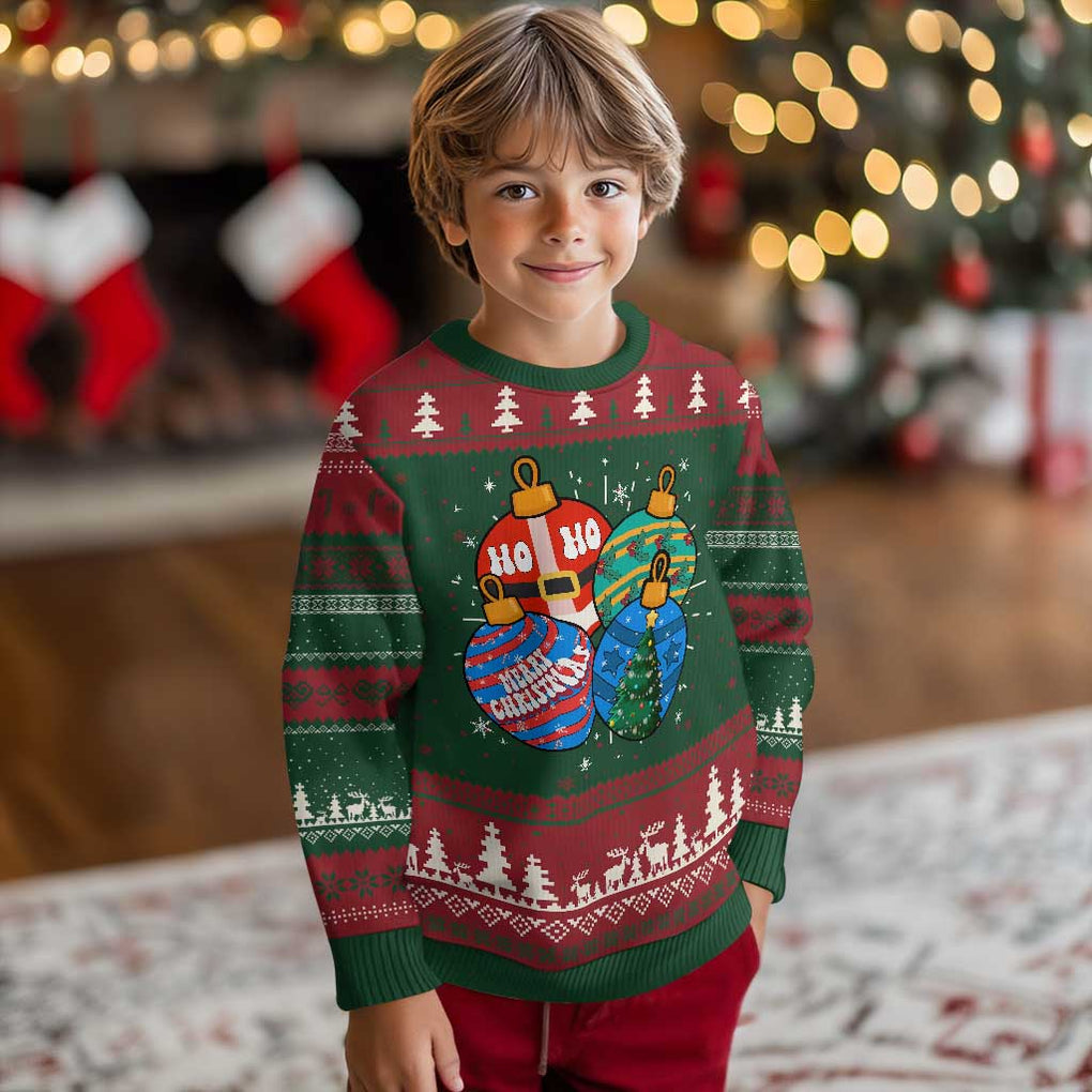 Retro Groovy Merry Christmas Ornament Ho Ho Ho Ugly Christmas Sweater TS02 Christmas Print Your Wear