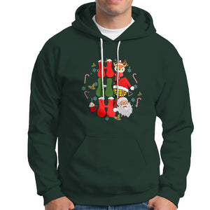 Retro Groovy Christmas Ho Ho Ho Reindeer Disco Ball Santa Xmas Hoodie TS02 Dark Forest Green Printyourwear