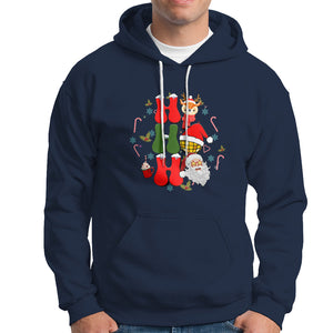 Retro Groovy Christmas Ho Ho Ho Reindeer Disco Ball Santa Xmas Hoodie TS02 Navy Printyourwear