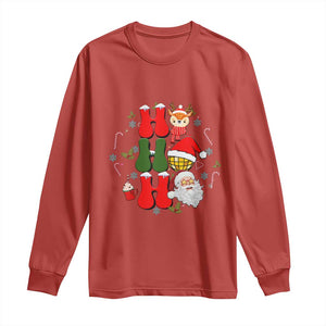 Retro Groovy Christmas Ho Ho Ho Reindeer Disco Ball Santa Xmas Long Sleeve Shirt TS02 Red Print Your Wear