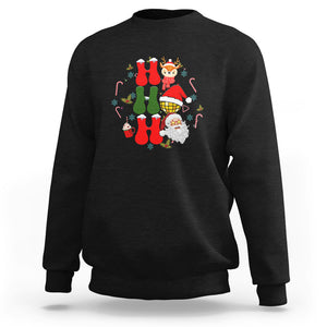 Retro Groovy Christmas Ho Ho Ho Reindeer Disco Ball Santa Xmas Sweatshirt TS02 Black Printyourwear