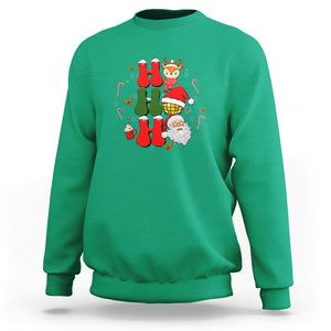 Retro Groovy Christmas Ho Ho Ho Reindeer Disco Ball Santa Xmas Sweatshirt TS02 Irish Green Printyourwear