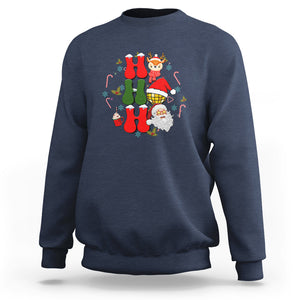 Retro Groovy Christmas Ho Ho Ho Reindeer Disco Ball Santa Xmas Sweatshirt TS02 Navy Printyourwear