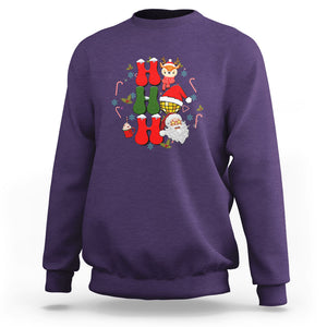 Retro Groovy Christmas Ho Ho Ho Reindeer Disco Ball Santa Xmas Sweatshirt TS02 Purple Printyourwear