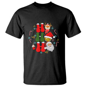 Retro Groovy Christmas Ho Ho Ho Reindeer Disco Ball Santa Xmas T Shirt TS02 Black Printyourwear