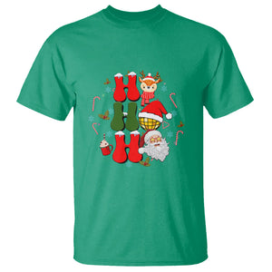 Retro Groovy Christmas Ho Ho Ho Reindeer Disco Ball Santa Xmas T Shirt TS02 Irish Green Printyourwear