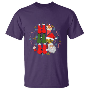 Retro Groovy Christmas Ho Ho Ho Reindeer Disco Ball Santa Xmas T Shirt TS02 Purple Printyourwear