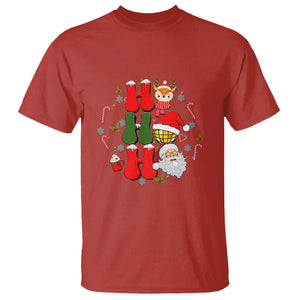 Retro Groovy Christmas Ho Ho Ho Reindeer Disco Ball Santa Xmas T Shirt TS02 Red Printyourwear