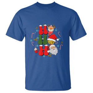 Retro Groovy Christmas Ho Ho Ho Reindeer Disco Ball Santa Xmas T Shirt TS02 Royal Blue Printyourwear