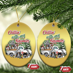 Gnome Christmas Christmas Ornament Chillin With My Gnomies Xmas Truck TS02 Oval Gold Print Your Wear