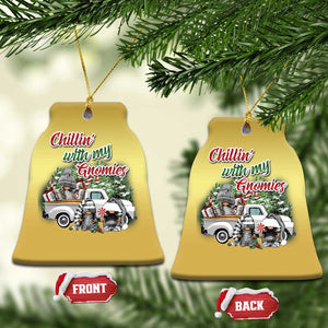 Gnome Christmas Christmas Ornament Chillin With My Gnomies Xmas Truck TS02 Bell Flake Gold Print Your Wear