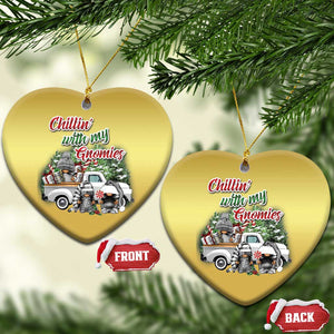 Gnome Christmas Christmas Ornament Chillin With My Gnomies Xmas Truck TS02 Heart Gold Print Your Wear