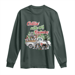 Gnome Christmas Long Sleeve Shirt Chillin With My Gnomies Xmas Truck TS02 Dark Forest Green Print Your Wear