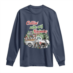 Gnome Christmas Long Sleeve Shirt Chillin With My Gnomies Xmas Truck TS02 Navy Print Your Wear